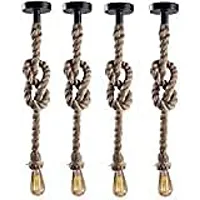 ALUCIFIC Vintage Retro Style Rope Hanging Pendant Ceiling Lights E26/E27 Holder (Bulbs Not Included) (Pack of 1)-thumb3