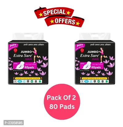 Extra Sure Jumbo Sanitary Pads XXXL For Women/Girls | Soft  Comfortable Sanitary Napkins | Pack Of 40 Sanitary Pads (2)-thumb0
