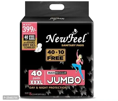 New Feel Cottany Jumbo sanitary pads, 50 Sanitary Pads (Pack Of 1, 50 Pads)-thumb0