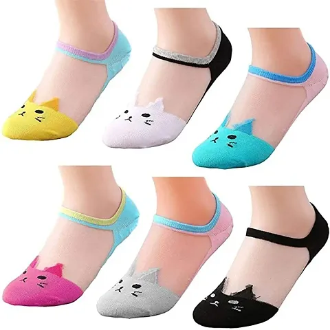 PURSUE FASHION Women Ankle Length Socks Cotton, Kitty Net Socks For Women and Girls, Ankle Socks for Women, Net Socks for Women Stylish, Girls Socks (6 Pair)