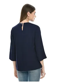 NONU Stylish Cotton Blend Round Neck Top for Women Blue-thumb2