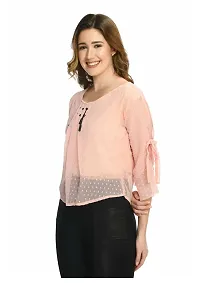 NONU Stylish Casual & Fancy Georgette Blend Top for Women Peach-thumb2