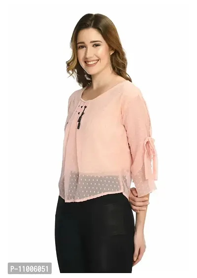 NONU Stylish Casual & Fancy Georgette Blend Top for Women Peach-thumb3