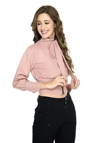 NONU Women's Poly Crepe Full Sleeves Crop Top-thumb3