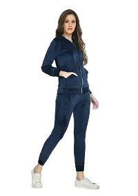 NONU Women's Velvet Track Suits/Regular fit track suit (navy Blue, L)-thumb4