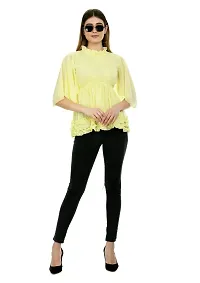 Dee-Nayra Stylish Georgette Round Neck Top for Women Yellow-thumb4