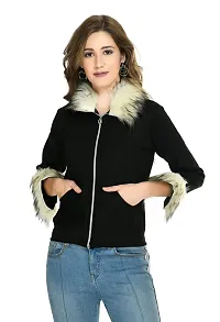 NONU Women's fur Collar & Cuffs-Buttoned Jacket-thumb2