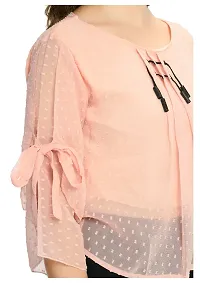 NONU Stylish Casual & Fancy Georgette Blend Top for Women Peach-thumb3