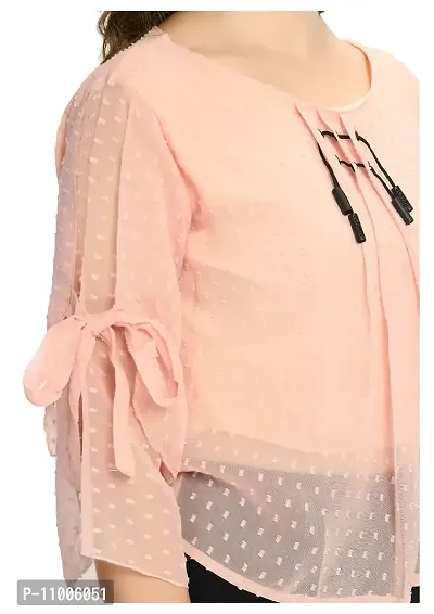 NONU Stylish Casual & Fancy Georgette Blend Top for Women Peach-thumb4