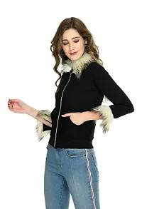 NONU Women's fur Collar & Cuffs-Buttoned Jacket-thumb3