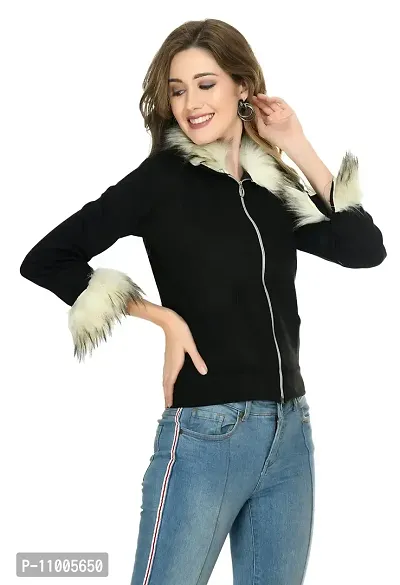 NONU Women's fur Collar & Cuffs-Buttoned Jacket-thumb5