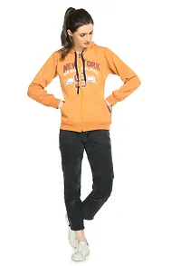 Women's Cotton Pull on Hooded Printed Sweatshirt, Mustard-thumb2