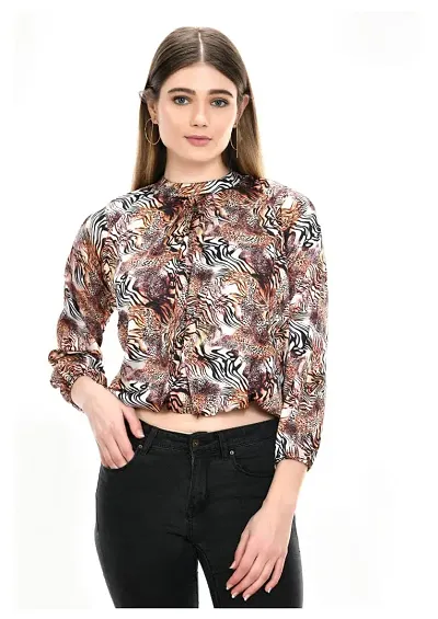 Dee-Nayra Stylish Satin Round Neck Top for Women