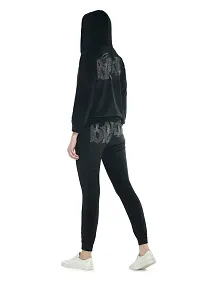 NONU Women's Velvet Track Suits/Regular fit track suit (Black, L)-thumb1