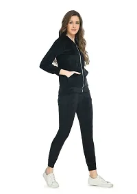 NONU Women's Velvet Track Suits/Regular fit track suit (Black, L)-thumb4