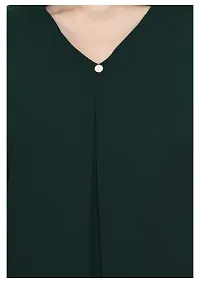 NONU Stylish Georgette Blend V-Neck Top for Women,Dark Green-XL-thumb4
