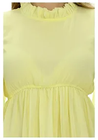 Dee-Nayra Stylish Georgette Round Neck Top for Women Yellow-thumb3