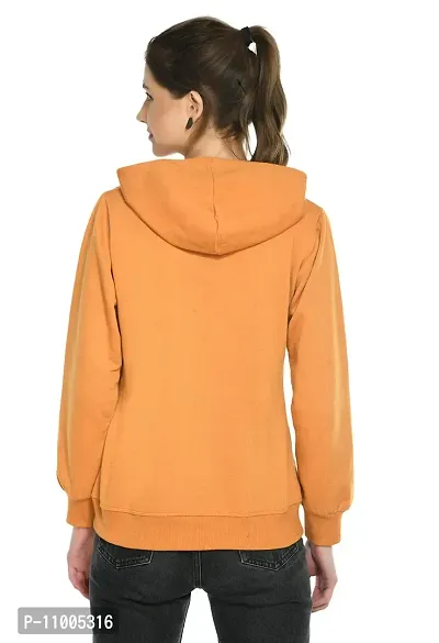 Women's Cotton Pull on Hooded Printed Sweatshirt, Mustard-thumb5