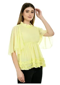 Dee-Nayra Stylish Georgette Round Neck Top for Women Yellow-thumb2