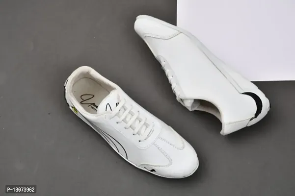 Mens White Driving Sports Sneakers Fashion Casual Shoes-thumb0