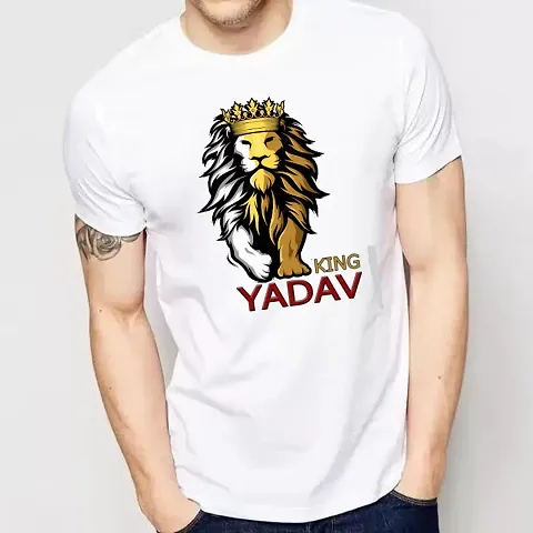 Classic Men Yadav Printed Polyester Round Neck White T-Shirt