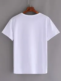 Trendy White Polyester Printed Round Neck Tees For Men-thumb1