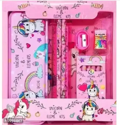 MIND FIT Unicorn Stationary Kit for Girls - Pink Stationary Items for Girls Pencil BoxWalletEraser and Sharpener Return Gift for GirlsUnicorn School Kit for Girls Stationary Set Return Gifts-thumb0