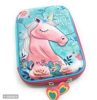 Mindfit Unicorn Hardtop EVA Pencil Pouch Case with Compartments Stationery Box for Kids (Large Capacity, Multicolour)-thumb0