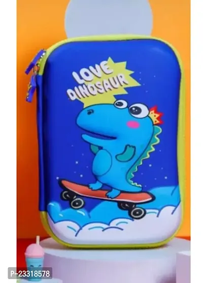 Mindfit Stylish Dinosaur Hardtop Pencil Case with Compartments - Kids Large Capacity School Supply Organizer Students Stationery Box - Girls Boys Pen Pouch-thumb0