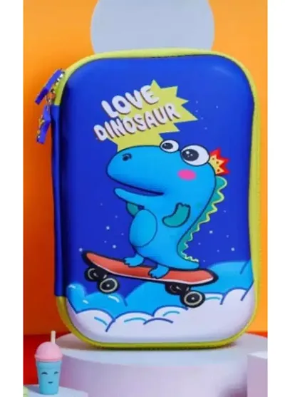 Mindfit Stylish Dinosaur Hardtop Pencil Case with Compartments - Kids Large Capacity School Supply Organizer Students Stationery Box - Girls Boys Pen Pouch
