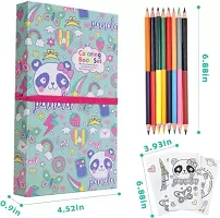 Coloring Book for Kids with 30 Drawing Sheet, 8 Pencil Color,10 Scratch Sheet Art and Craft Drawing Color Book Set for 3+ Years Kids, Party Favor Return Gift for Kids (Panda) Color as per Availability-thumb1