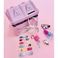 Pink Hut Shaped Coin Box Money Saving Box Tin  Coin Bank with Lock and Key With 1 Tissue-thumb1