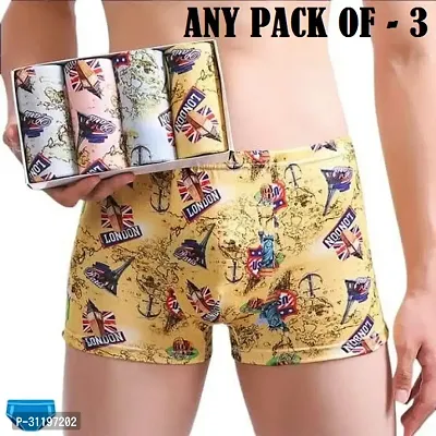 Trendy Multicoloured Nylon Printed Trunk for Men Pack of 3