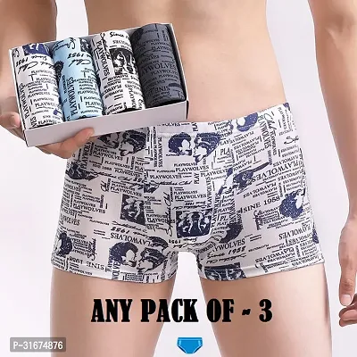 Trendy Nylon Multicoloured Printed Trunk For Men Pack Of 3 Assorted