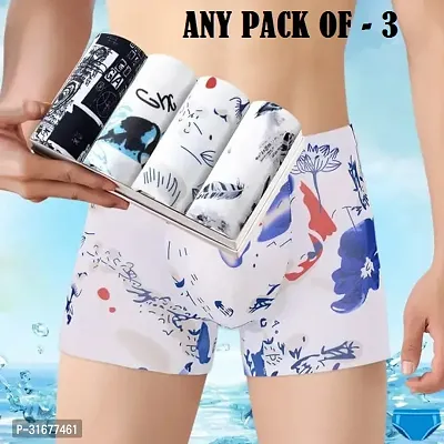 Trendy Nylon Multicoloured Printed Trunk For Men Pack Of 3 Assorted