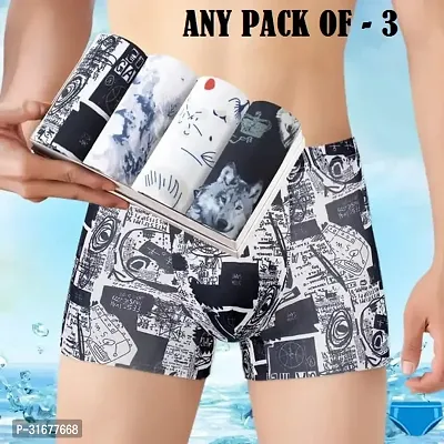 Trendy Nylon Multicoloured Printed Trunk For Men Pack Of 3 Assorted-thumb0