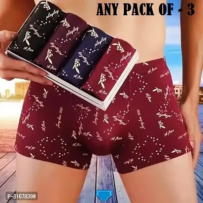 Trendy Nylon Multicoloured Printed Trunk For Men Pack Of 3 Assorted