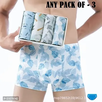 Trendy Nylon Multicoloured Printed Trunk For Men Pack Of 3 Assorted