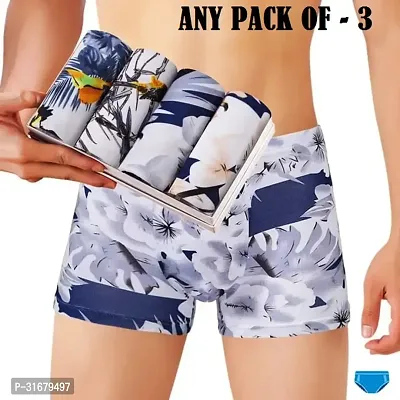 Trendy Nylon Multicoloured Printed Trunk For Men Pack Of 3 Assorted