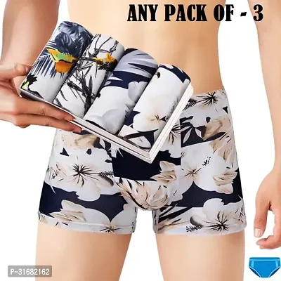 Trendy Nylon Multicoloured Printed Trunk For Men Pack Of 3 Assorted