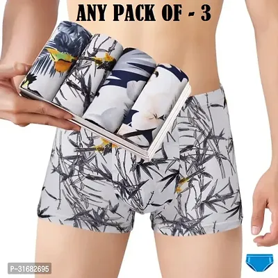 Trendy Nylon Multicoloured Printed Trunk For Men Pack Of 3 Assorted