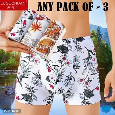 Trendy Nylon Multicoloured Printed Trunk For Men Pack Of 3 Assorted