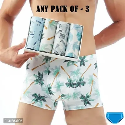 Trendy Nylon Multicoloured Printed Trunk For Men Pack Of 3 Assorted