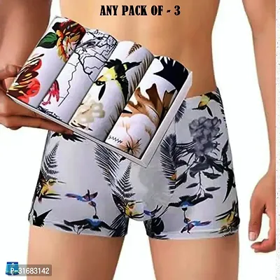 Trendy Nylon Multicoloured Printed Trunk For Men Pack Of 3 Assorted