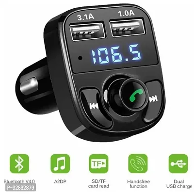 Dual USB Car Charger with Bluetooth Connectivity Call Receiver and Music Player with Modular LCD Display