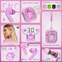 Crystal Wireless Earbuds, Transparent Charging Case and LED Digital Display, Bluetooth Earphones with ENC Noise Cancelling, Touch Control, Google Assistant and Siri Support (Blush Pink)-thumb3