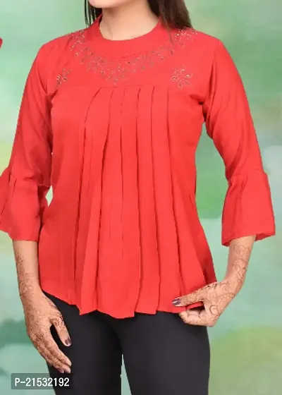 Stylish Fancy Designer Cotton Blend Solid Top For Women