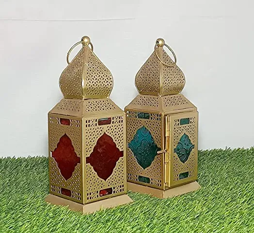 Well Overseas Antique Collection Decorative Hanging Lantern/Lamp with t-Light Candle, Set of 2