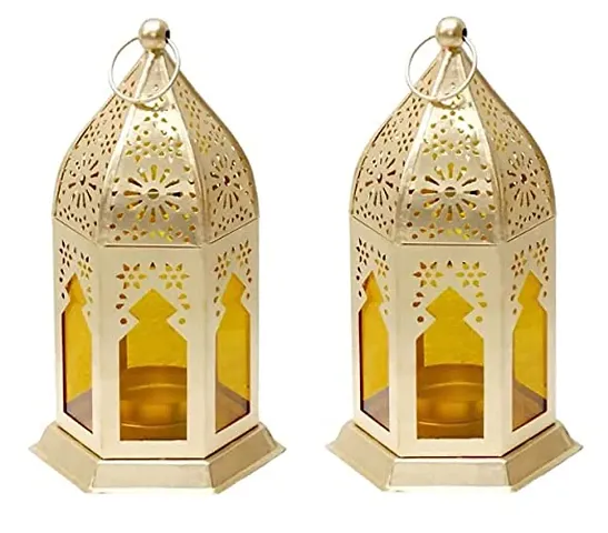 Well Overseas Antique Collection Decorative Hanging Lantern/Lamp with t-Light Candle, Set of 2