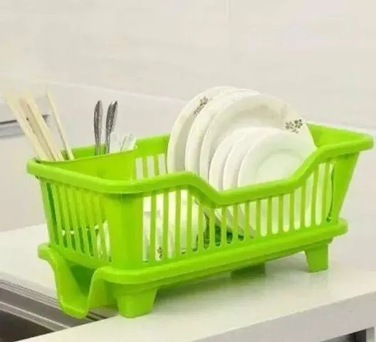 ARURA (LABEL) Kitchen Sink Rack Dish Drying Drainer Rack Sink Basket Utensils Cutlery Holder Dish Holder Basket with Tray {Color-Multi}